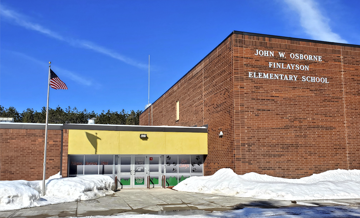 Front doors of Finlayson Elementary